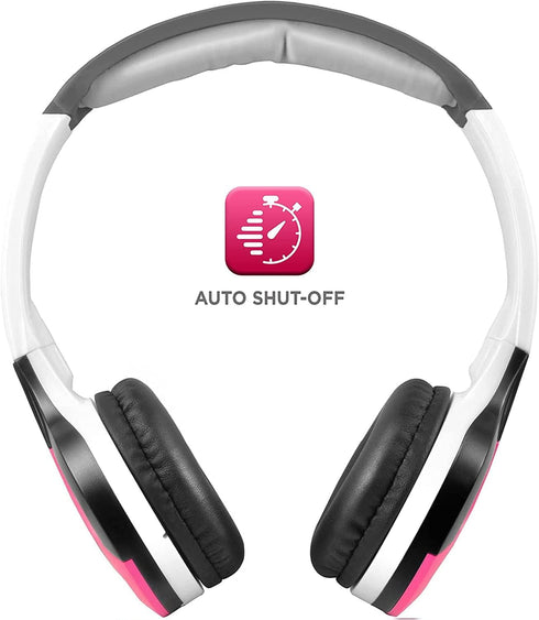 XO Vision IR630P Wireless Foldable Headphones - Pink, Bluetooth-Enabled, Lightweight, Portable for iPhone, Car, Kids