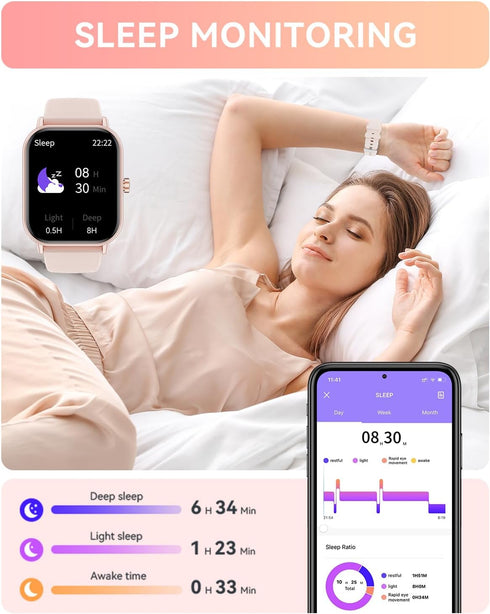 Smart Watch (Answer/Make Calls), 2024 Newest 1.85" for Men Women, IP67 Waterproof, 100+ Sports Modes, Fitness Tracker