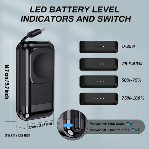 leChivée Portable Watch Charger for Samsung Watch, 6000 mAh Watch and Phone Charger for Galaxy Devices