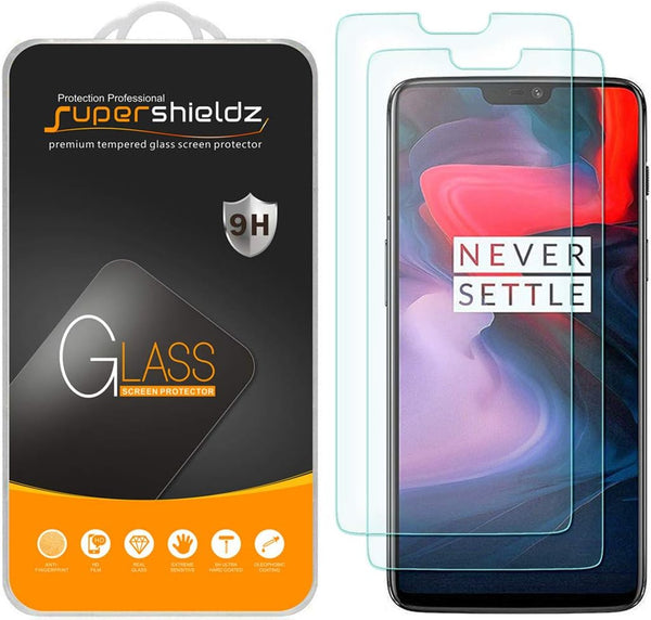 Supershieldz (2 Pack) Tempered Glass Screen Protector for OnePlus 6 - 0.28mm, Anti Scratch, Bubble Free
