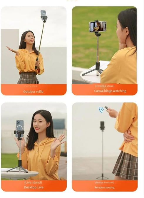 PINHEN Tripod,3 1 360 Selfie Stick in Extendable Rotation Tripod Stand with Detachable Wireless Remote, Portable Mobile