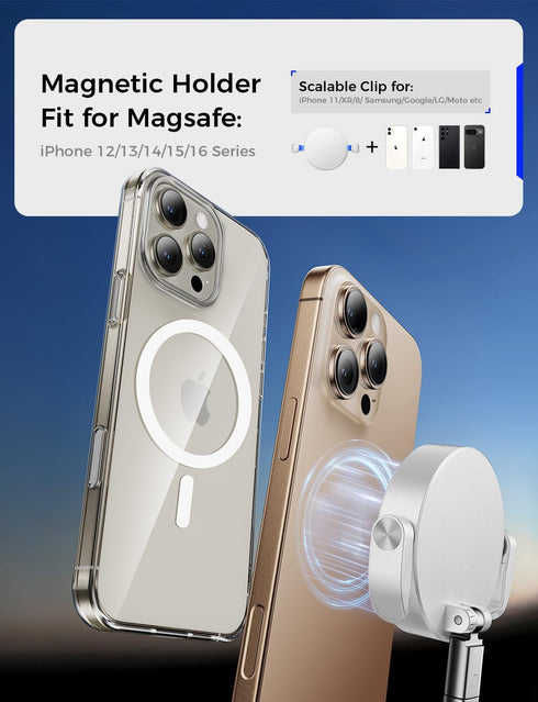 MAGIC JOHN 360 Upgrade Ultra Magnetic Phone Holders for Your Car, Foldable Car Phone Holder Mount for Dashboard