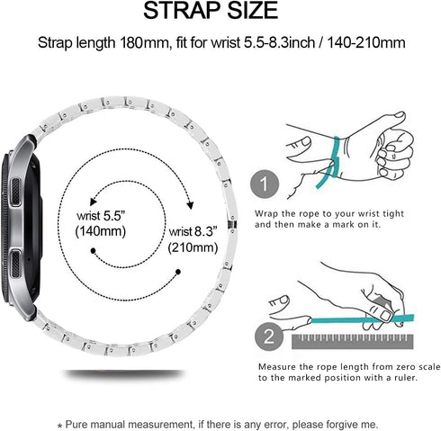22mm Full Rhinestone Diamond Stainless Metal Strap with Bezel Ring Cover Replacement for Samsung Galaxy Watch 3 (Silver)