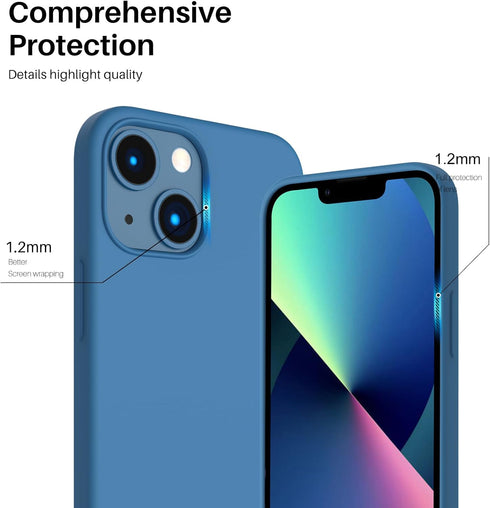 ORNARTO 13 3 5.4 inch-Blue Compatible with iPhone Mini Case, Slim Liquid Silicone Layers Full Covered Soft Gel Rubber