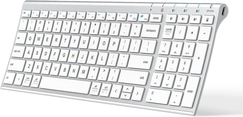 iClever BK10 Bluetooth Keyboard, Multi Device Rechargeable Bluetooth 5.1 with Number Pad, Ergonomic Design