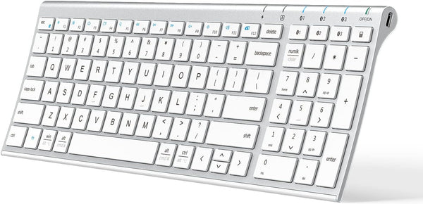 iClever BK10 Bluetooth Keyboard, Multi Device Rechargeable Bluetooth 5.1 with Number Pad, Ergonomic Design
