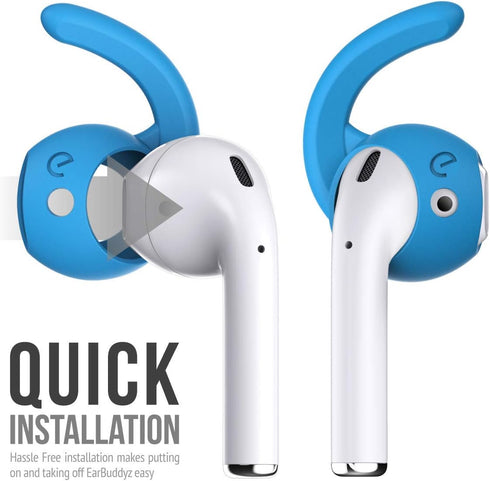 EarBuddyz 2.0 Ear Hooks and Covers Accessories for Apple AirPods 1 & 2 or EarPods (3 Pairs) - Sky Blue