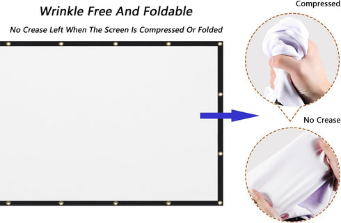Mdbebbron 120 inch 16:9 Projector Screen Foldable Anti-Crease Portable Projector Movies Screens for Home Theater