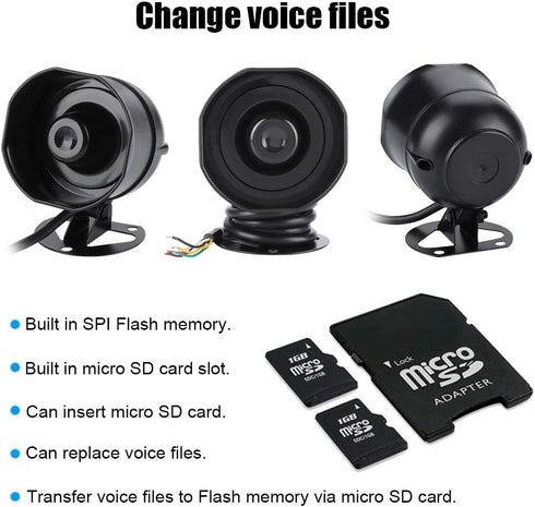 Mugast Wired Electronic Sound Speaker Alarm Siren Horn with MP3 Loading Support, IP65 Micro, SD Card FAT32