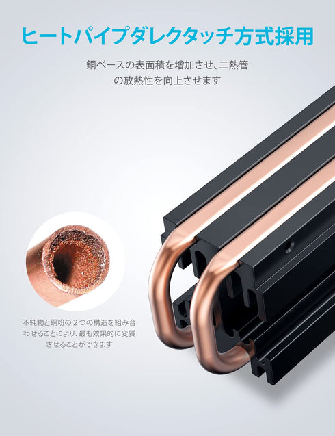 GRAUGEAR M.2 2280 SSD Heatsink, Dual Copper Heat Pipes, 25mm Cooling Fan with PWM Control, Aluminum Plate-Fin Design,