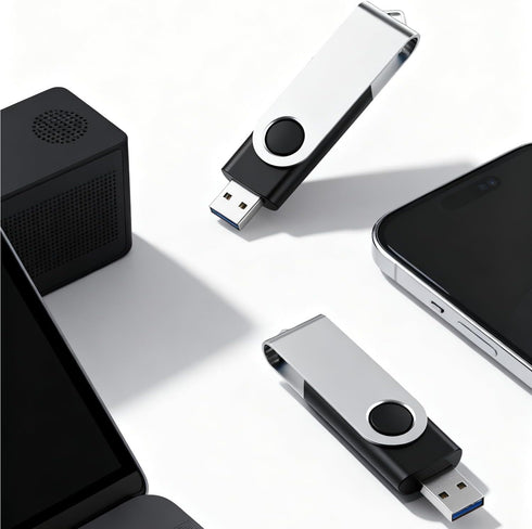 Bliksem 3 Pack 64GB 2.0 360 Black(3-Pack 64GB) USB Flash Drive with Type C Adapter and Storage Box USB High Speed Metal