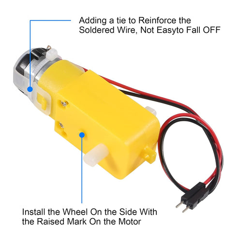 AOICRIE 8PCS 3V-6V 2Pin 1:48 DC Electric Gear Motor TT DC Prewired Gear Motor Dual Shaft Intelligent Car Chassis