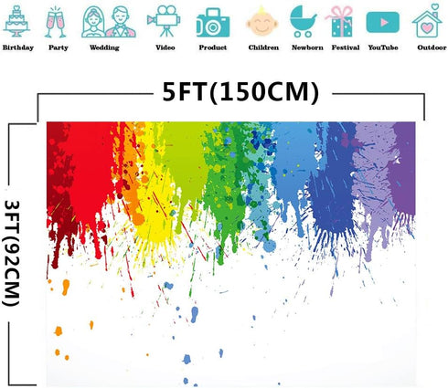 MEETSIOY Paint Splash Party Backdrop - Colorful Abstract Oil Painting Photography Background 5x3ft