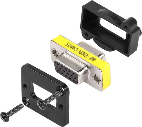 QIANRENON DB15 Panel Mount VGA Female to Female Connector, 3 Row 15 Hole Coupler, Transmits 1080P Analog Video Signal
