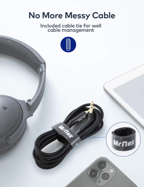Mr Rex Nylon Braided 2.5mm to 3.5mm Audio Aux Cable for Bose 700 QuietComfort, JBL E45BT E55BT Headsets