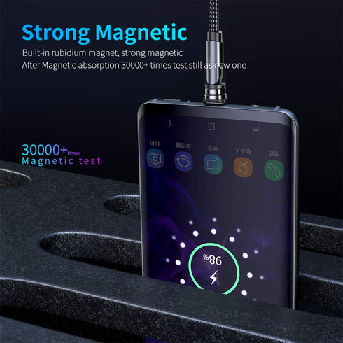 Bojianxin 3 in 1 Magnetic Charging Cable - 540 Rotation, 7-Pack (1.6ft/3.3ft/6.6ft/10ft) for Micro USB & Type C