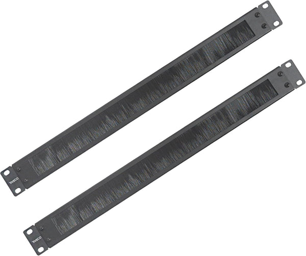 RIVECO 1U Brush Panels for Rack Cable Management, 2 PCS Server Rack Cable Organizer for 19 Inch Network Rack Mount Black