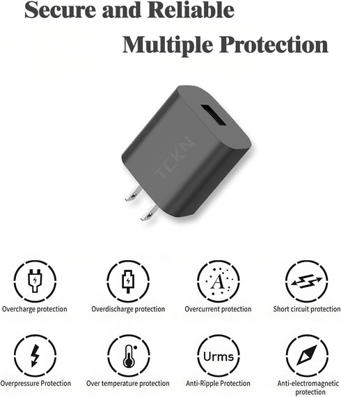 TCKN 5V 2A 2Pack) USB Wall Charger Power Adapter for iPhone, iPad, Samsung, Tablet, iPod, Kindle and More (Black