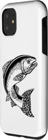 Fun Gift Designs 11 Salmon Fish Vintage Etched Woodcut Fishing Concept Case for iPhone