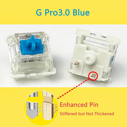 Gateron G Pro 3.0 Blue Switches for Mechanical Keyboard, 3-Pin 60gf Clicky/Pre-Lubed Switches (108pcs, Blue)