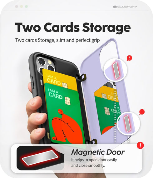 GOOSPERY iPhone 12/12 Pro Card Holder Wallet Case, Protective Dual Layer Bumper Phone Cover with Hidden Mirror