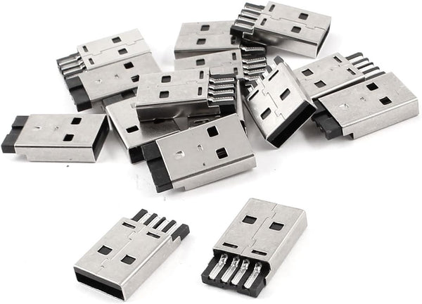 uxcell 15pcs USB 2.0 A Type Male Jack Soldering Connectors, Adapters