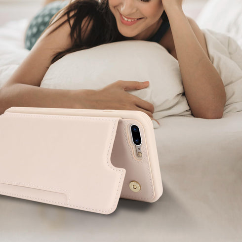 iCoverCase Wallet Phone Case for iPhone 8 Plus/7 Plus with Card Holder, RFID Blocking PU Leather Protective