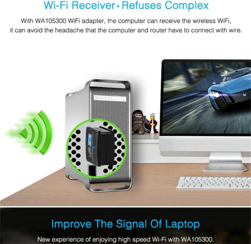 300Mbps USB WiFi Adapter, Wireless LAN Network Card Stick USB 2.0 Dongle for Desktop Laptop PC Windows 10/8/7