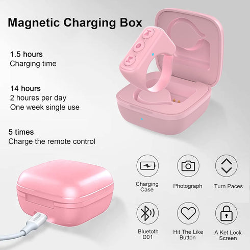 TIK Tok Bluetooth Remote Control Page Turner for iPhone, Android, Ipad, Cell Phone Camera Remote Shutter, Pink