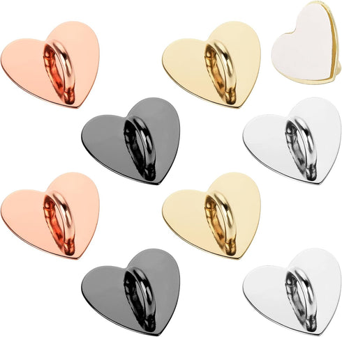 8 Pcs Cell Phone Finger Ring Heart Grip, Metal Phone Charm Loop Stand, Cute Accessories for DIY Phone Case