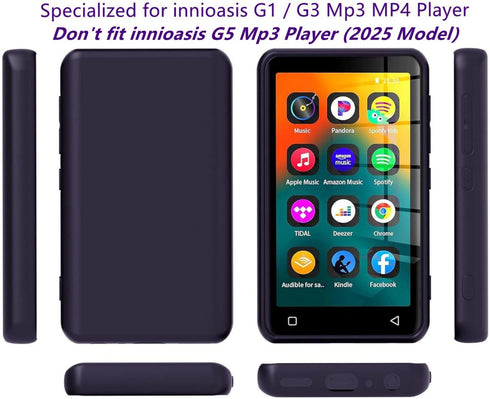 Fotosuncy Mp3 G1 G3 4.0 inch, Player Case for innioasis Slim Fit Soft TPU Matte Cover with Cleaning Cloth Purple
