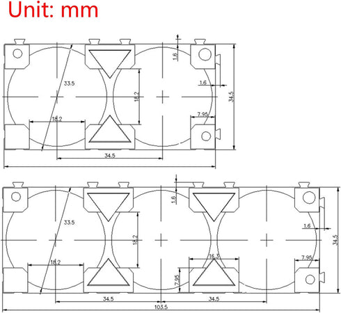 CHENZILIN 33140 Pack 33.5mm Lithium Battery Holder, ABS Battery Brackets Fireproof Cell Spacer Solid Frame Fireproof