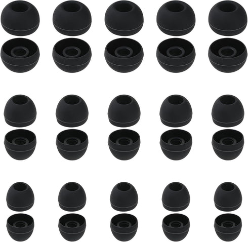 30 Pcs Silicone Earbud Tips - Soft Replacement Earpads in S/M/L Sizes for Most Headphones (Black)