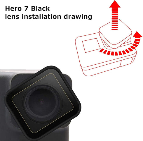 Protective Lens Replacement Glass Cover for Action Sports Camera 5/6/7 Accessory Kit (Black)