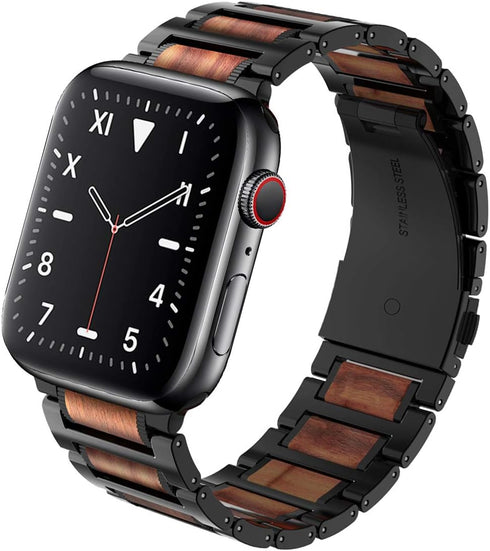 Wolait Compatible Apple Watch Band Ultra 2, 49mm 46mm 45mm 44mm 42mm, Red Sandalwood with Stainless Steel Link