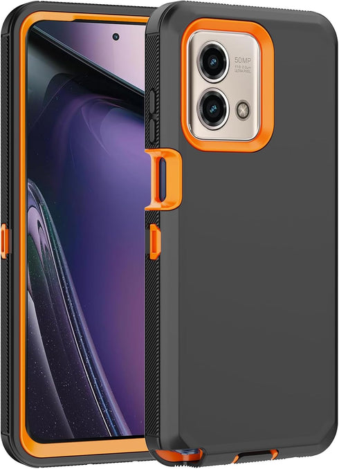 Moto G Stylus 2023 5G Case, with Built in Screen Protector, Heavy Duty Drop Protection, Orange