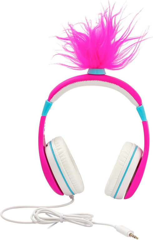 eKids Trolls Band Together Headphones for Kids, Wired, Tangle Free with Volume Control, 3.5mm Jack, Headphone Splitter
