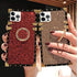 Samsung Galaxy A13 5G Bling Case, Red Luxury Glitter Sparkle Soft Trunk Cover with Finger Ring Grip Kickstand