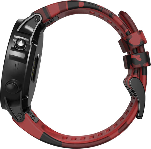 ANCOOL Compatible Fenix 7X Bands, 26mm Silicone Replacement Watchbands for Fenix 5X/5X Plus/6X/6X Pro (Camouflage Red)