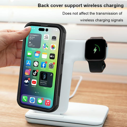 iPhone 14 Pro Max Case - Heavy Duty Shockproof Cover with Glass Screen & Camera Lens Protectors (Black)