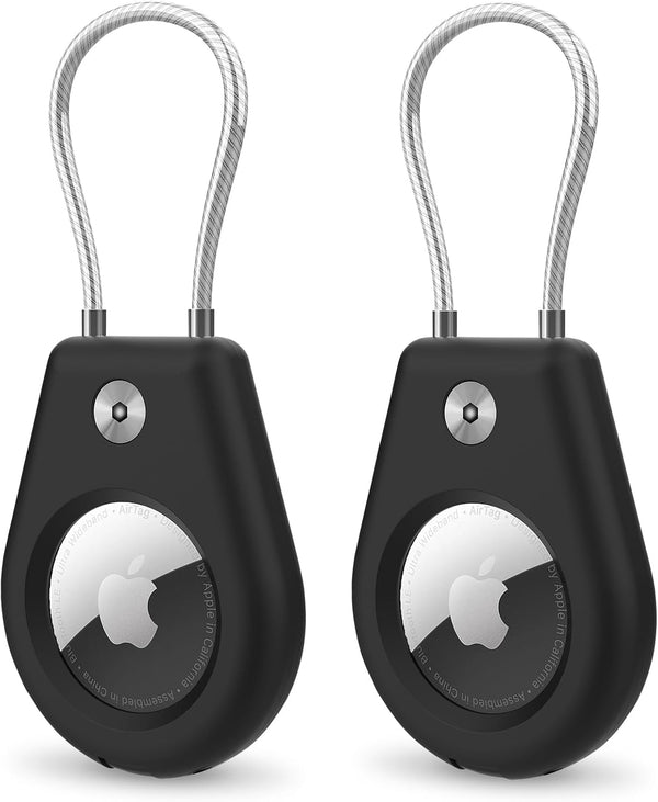 AirTag Holder 2-Pack, Keychain Case Compatible with Apple AirTag, Modern Pink Plastic Secure Holder for Keys & Bags