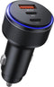 USB-C Car Charger, 3-Port 90W Fast Car Charger, Dual USB-C & USB-A Power Adapter for iPhone 15/14/13 Pro Max