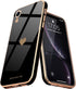 Teageo Compatible with iPhone Xr Case Black - Cute Love-Heart Luxury Bling Plating Soft Back Cover, Raised Full Camera