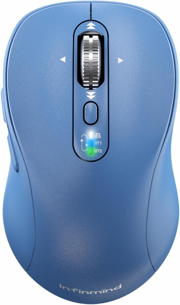 Wireless Bluetooth Mouse with 4 Way Navigation Scrolling, Rechargeable, 4 Level 3200 DPI, Quiet Click, Multi-Device for