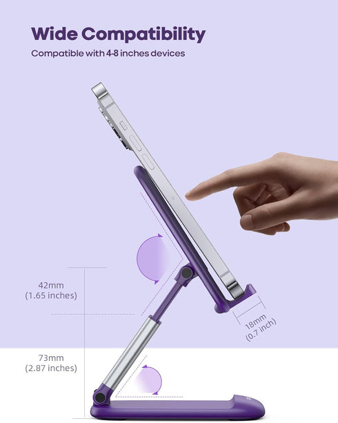Lamicall Purple Phone Stand for Desk - Dark Purple Holder Compatible with iPhone 13 Pro Max Mini, 12 11 XR X 8 7 6 Plus