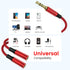 MOSWAG Earphone Splitter Adapter, 3.5mm Male to Audio Microphone Y Splitter Cable for iPhone, Samsung, PS4, Laptop