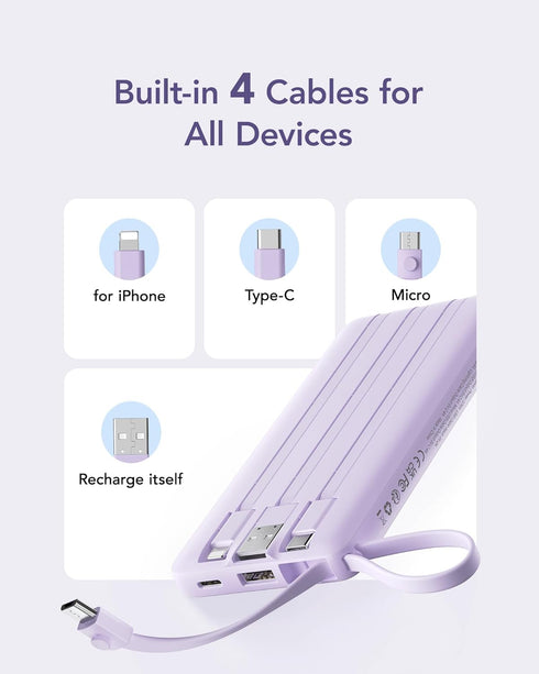 VRURC 10000mAh Pack, 5 2 17 16 15 14 13,Samsung,Android-Lavender(1 Pack) Portable Charger Power Bank, Travel Essentials