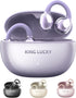King Lucky Clip on Earbuds, Open Ear Wireless Bluetooth 5.4 Headphones with Mic, 50H Play, Waterproof, Sports (Purple)