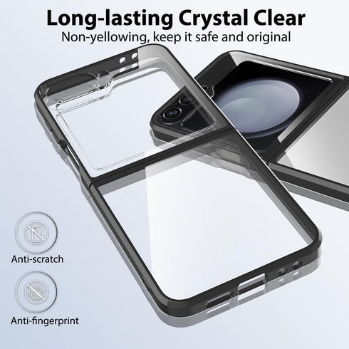 Hongxinyu Crystal Clear Case for Samsung Galaxy Z Flip6 2024, Slim Thin Soft TPU Bumper & Hard PC Back Protective Case