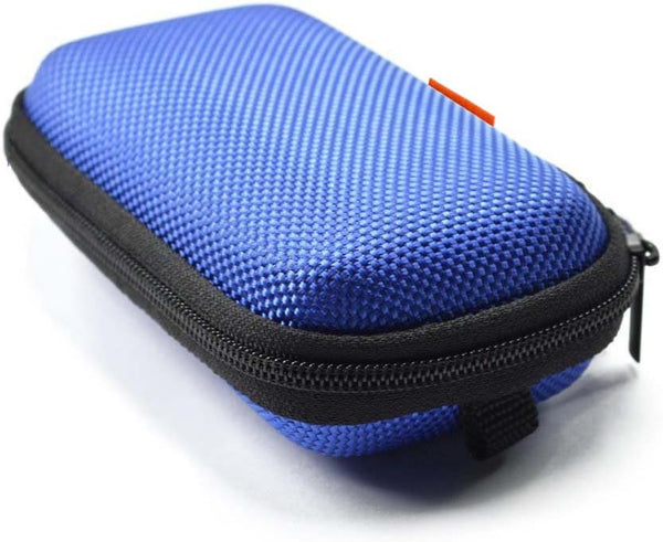 GLCON Earbud Carrying Case, Small Hard EVA Case, Lightweight Portable Zipper Storage Bag for Headset, Charger - Blue